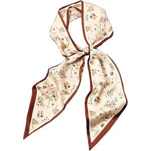 Women's brown Edged Flower Building Silky Fashion Scarf Purse For Handbags